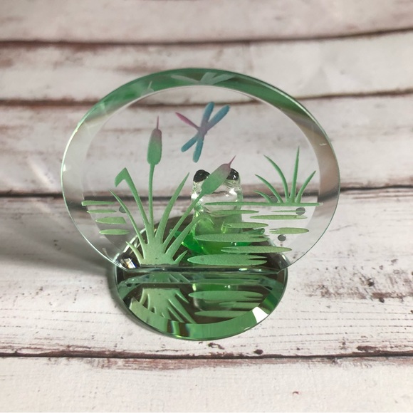 2001 Glass Baron Hand Crafted Frog w/Dragonfly & Crystals - Picture 6 of 14